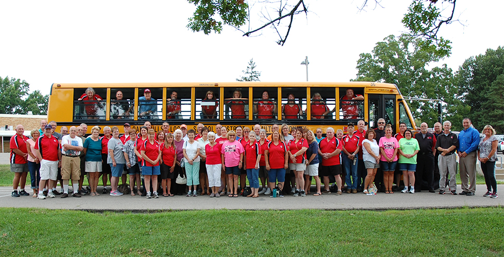 2017-18 transportation staff in front of bus